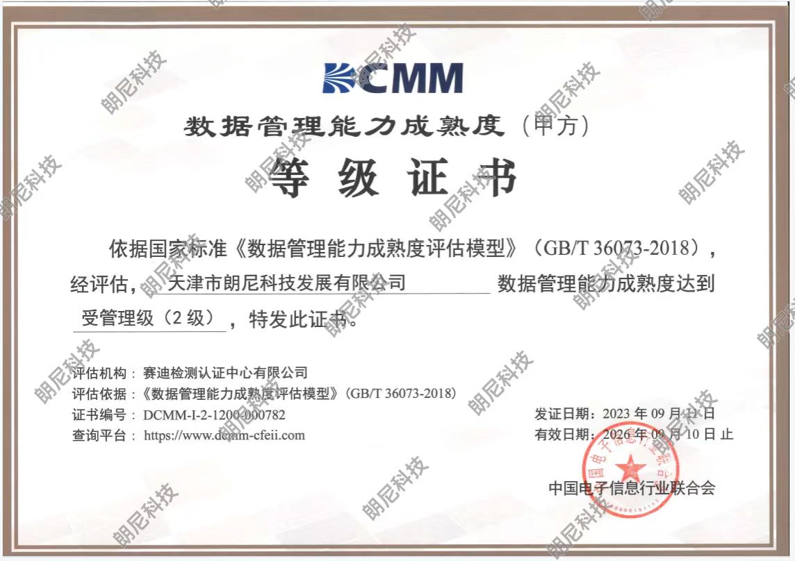 DCMM等级证书